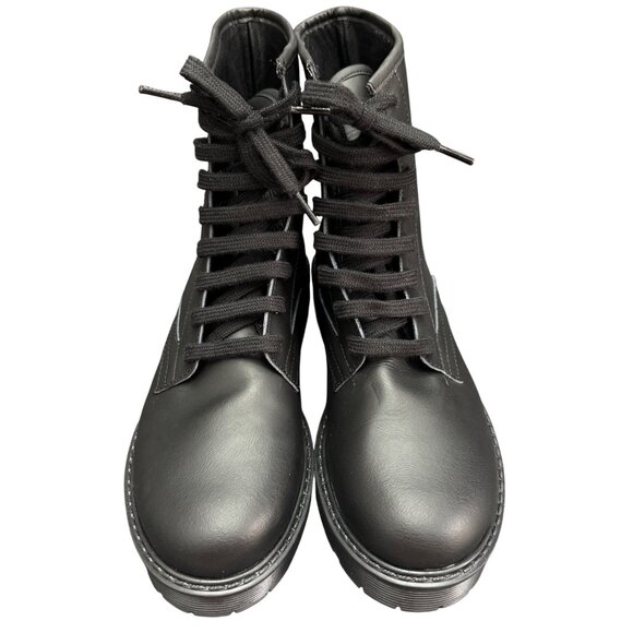 Valentino By Mario Valentino Marti Leather Black Combat Boots Women's, Sz 9 NWOB - Picture 2 of 9